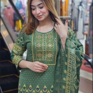 Silk Screen Printed Three Piece Bottle Green Color - 40