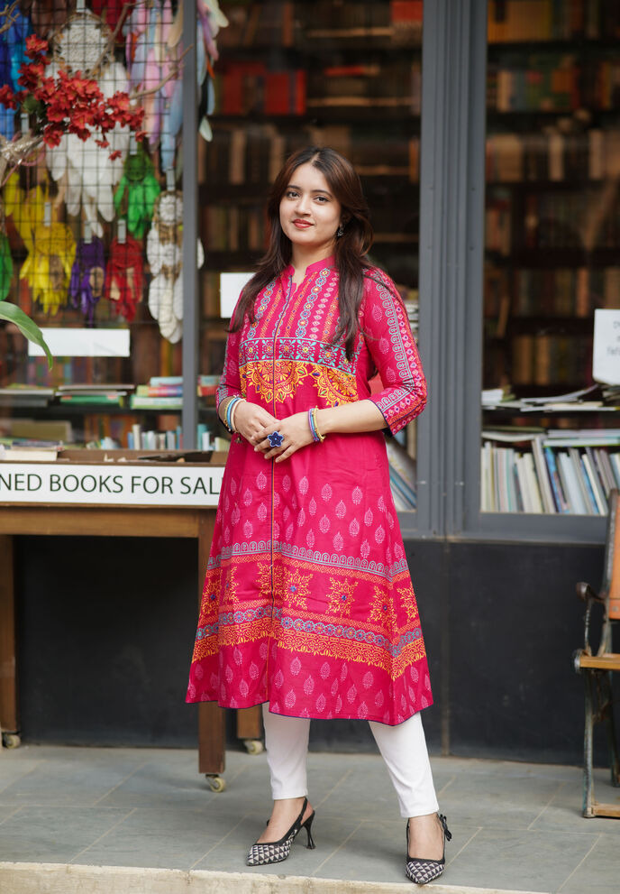 Cotton Round Kurtis Rose Pink