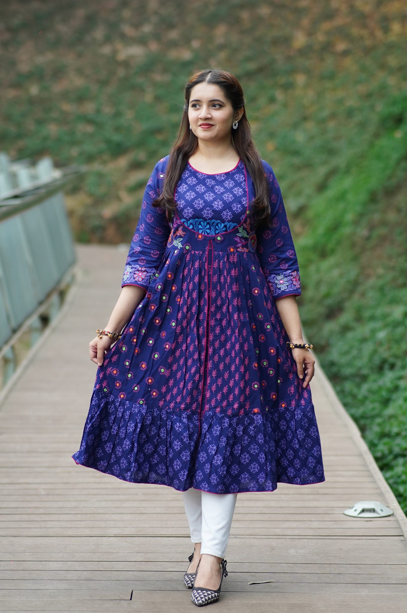 Cotton Round Kurtis Navy Blue
