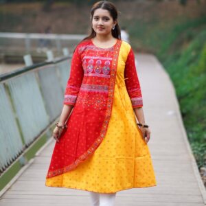 Cotton Round Kurtis Red