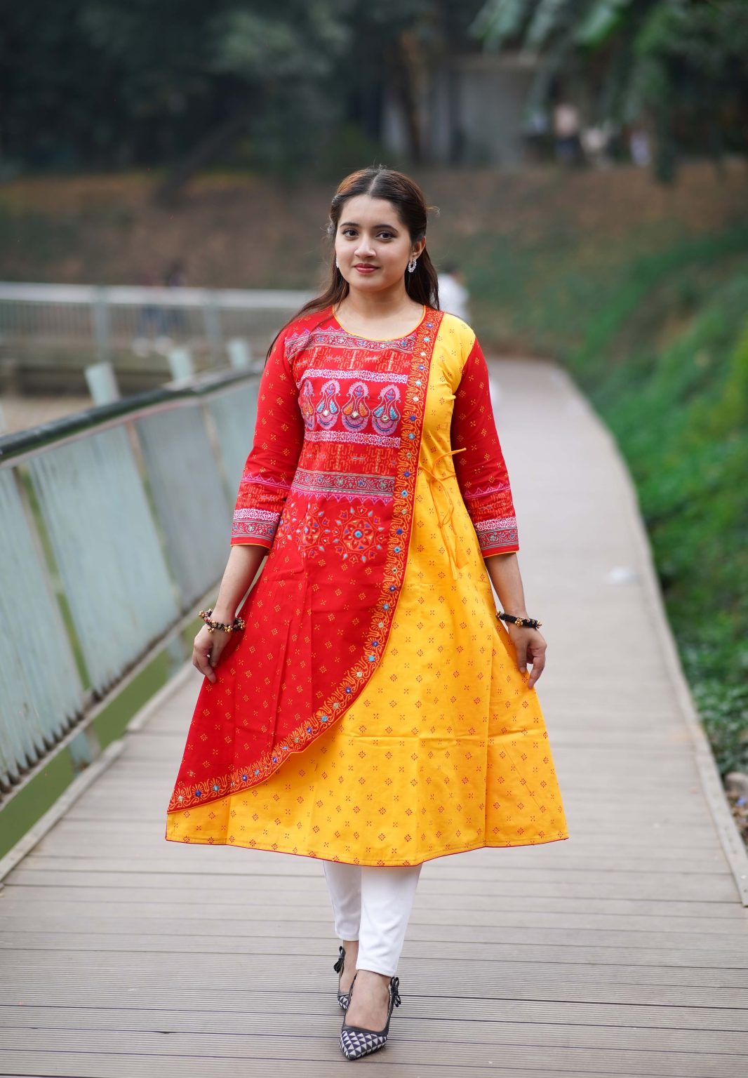 Cotton Round Kurtis Red