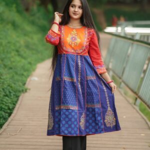 Cotton Round Kurtis Orange