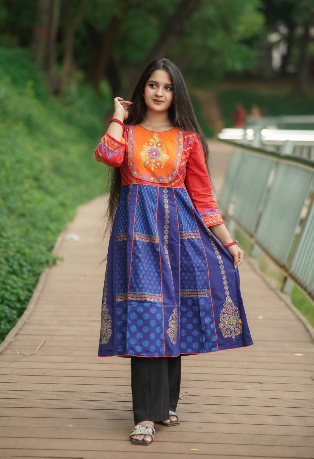 Cotton Round Kurtis Orange