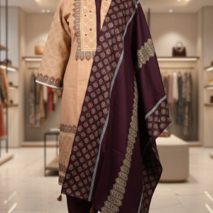 Cotton-block-printed-three-piece-deep-cream-color