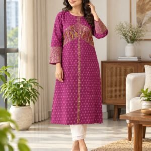 Cotton Kameez Kurta Onion Color